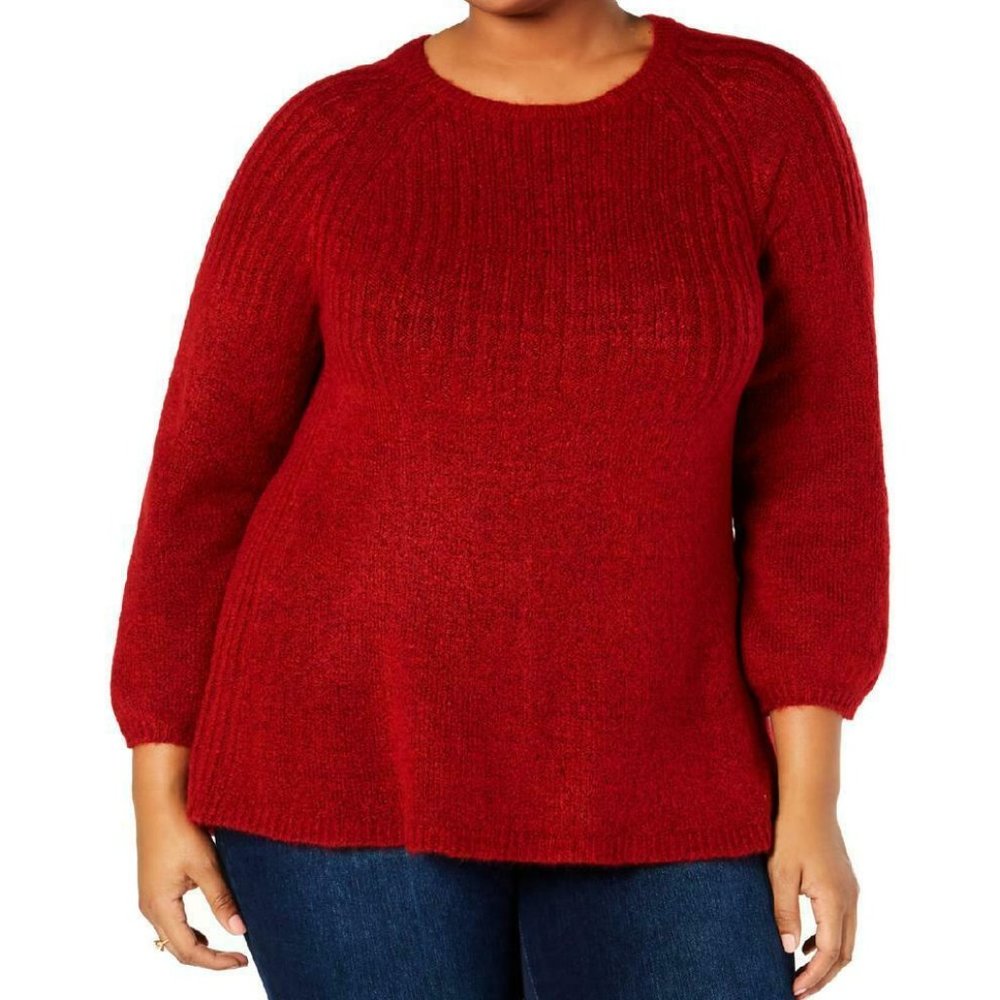 Style & Co Long Sleeve Pullover Sweater 1X Red